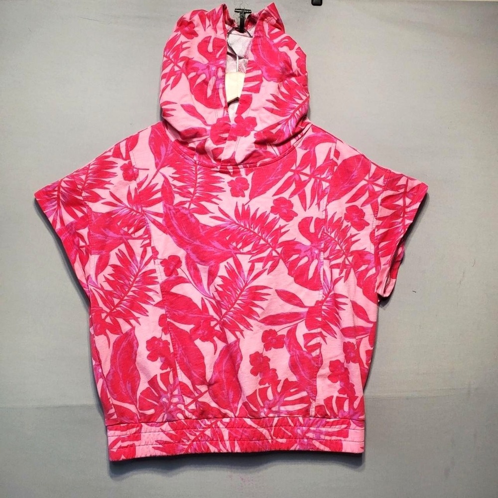 Juicy Couture Tropical Terry Hoodie Womens S Pink Floral Y2K Athleisure Coastal